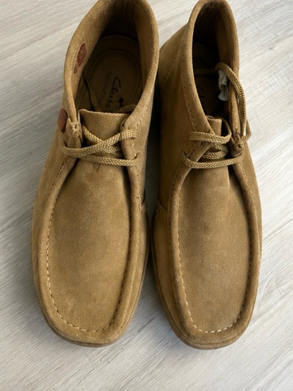 Clarks Wallaston Suede Chukka Boots 11.5 winter Tan Brown Desert Moc Toe Casual